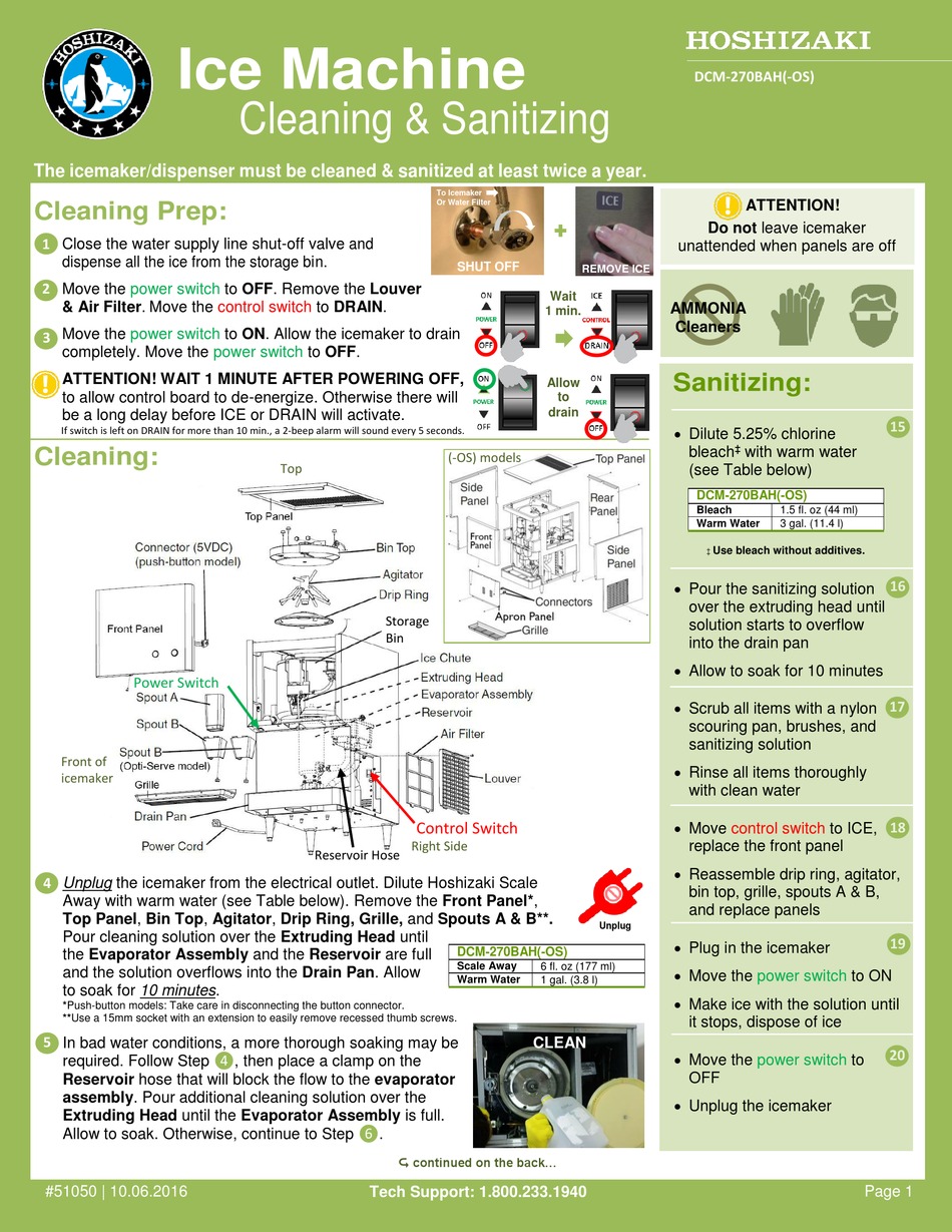 HOSHIZAKI DCM270BAH CLEANING & SANITIZING Pdf Download ManualsLib