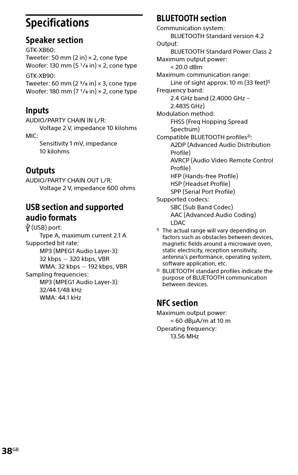 sony gtk xb60 dimensions