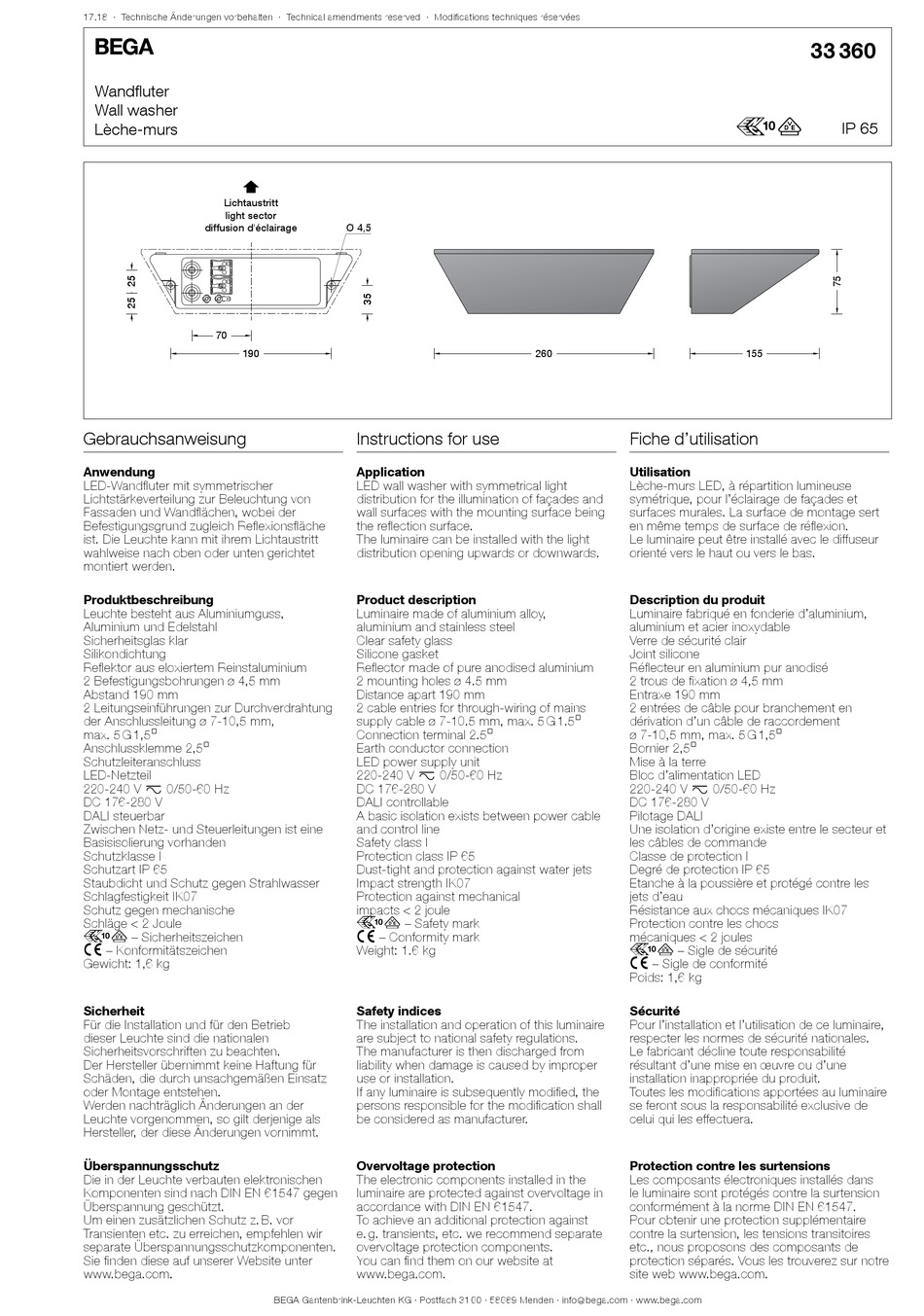 BEGA 33 360 INSTRUCTIONS FOR USE Pdf Download | ManualsLib