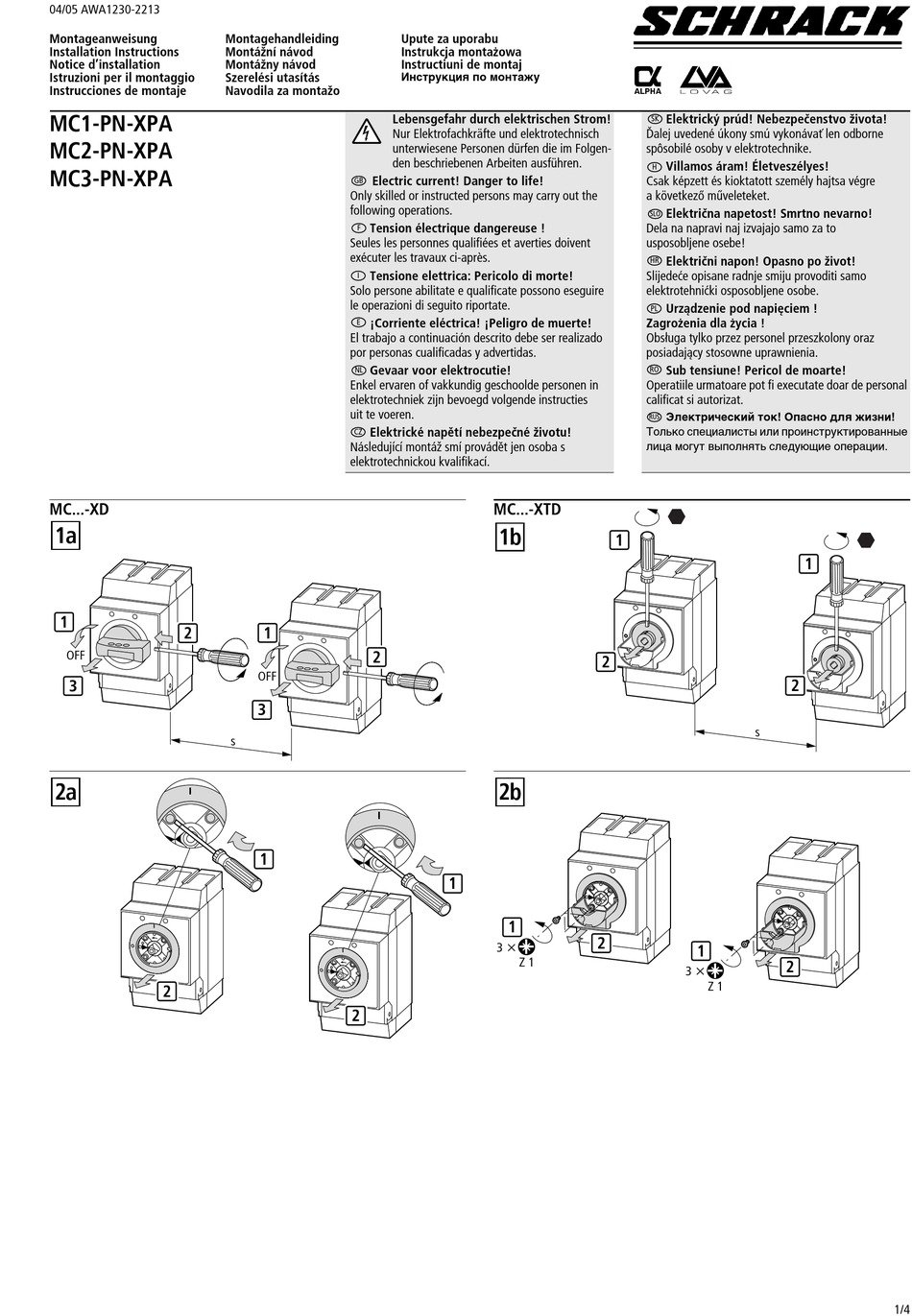 SCHRACK MC1-PN-XPA INSTALLATION INSTRUCTIONS Pdf Download | ManualsLib