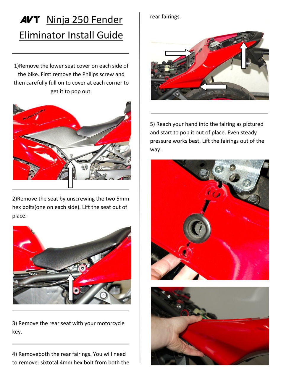 AVT NINJA 250 FENDER ELIMINATOR INSTALL MANUAL Pdf Download ManualsLib