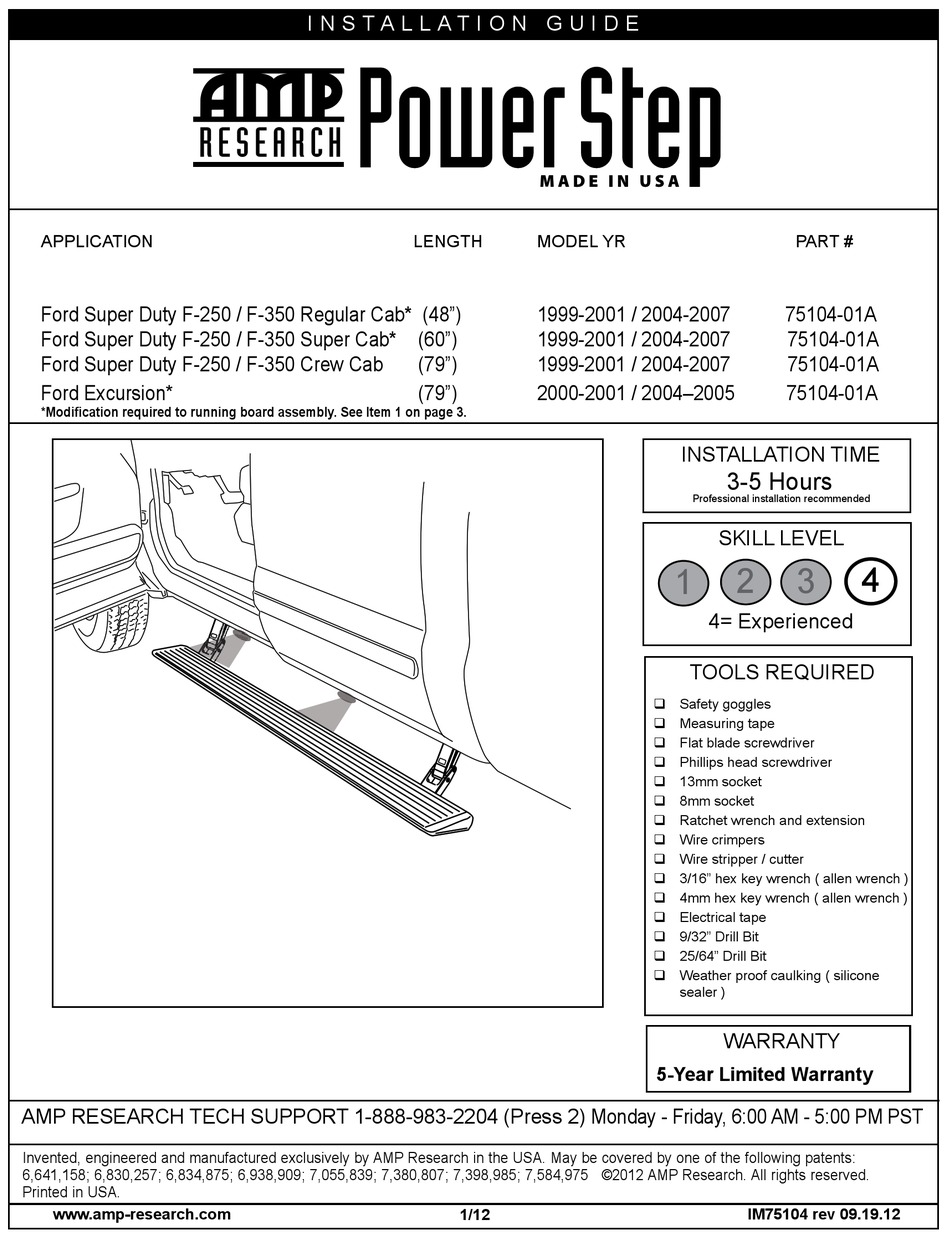 AMP RESEARCH POWER STEP INSTALLATION MANUAL Pdf Download ManualsLib