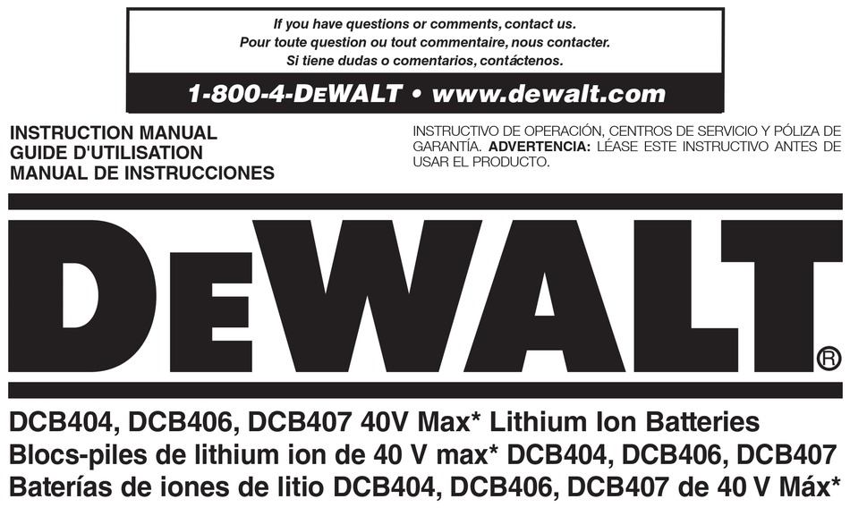 DEWALT DCB404 INSTRUCTION MANUAL Pdf Download ManualsLib