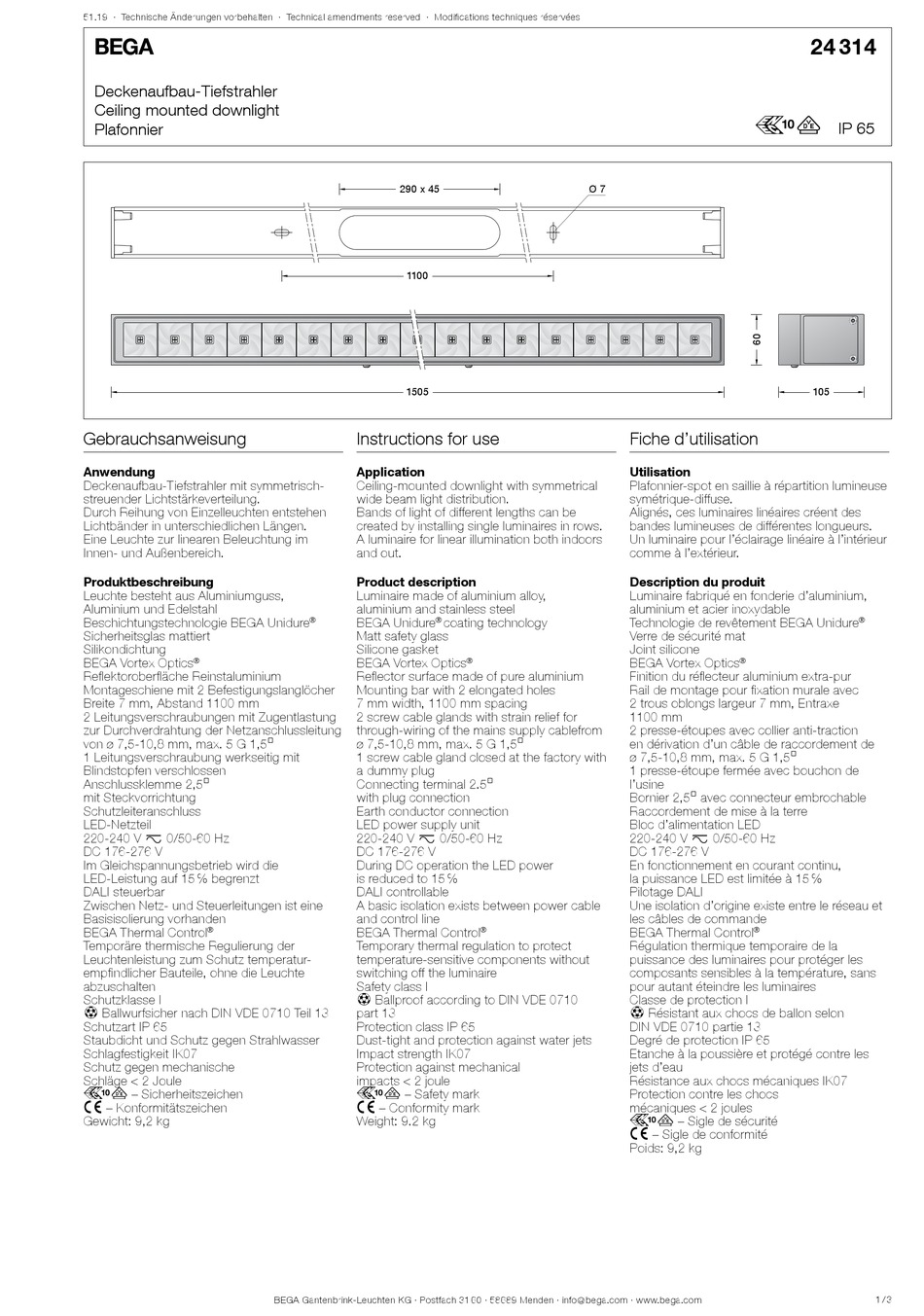 BEGA 24 314 INSTRUCTIONS FOR USE Pdf Download | ManualsLib