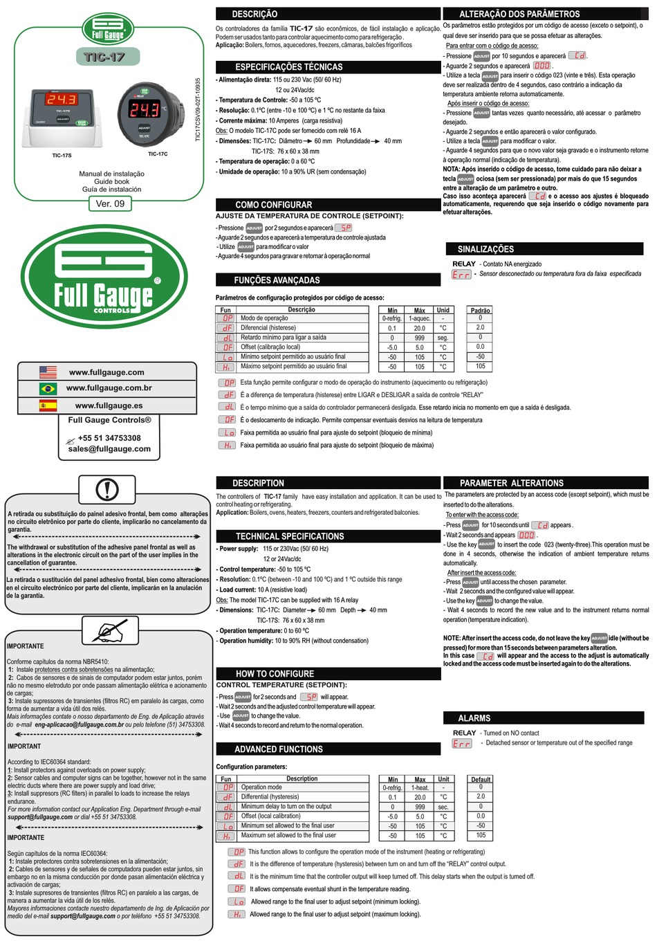 FULL GAUGE TIC-17 SERIES QUICK START MANUAL Pdf Download | ManualsLib