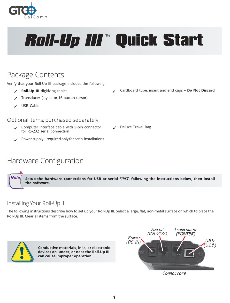 GTCO ROLLUP III QUICK START Pdf Download ManualsLib