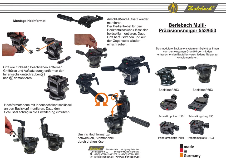 BERLEBACH MULTIPRECISION TILT HEAD 553 QUICK START MANUAL Pdf Download