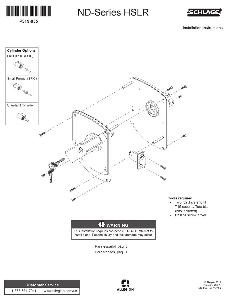 SCHLAGE ND SERIES INSTALLATION INSTRUCTIONS MANUAL Pdf Download