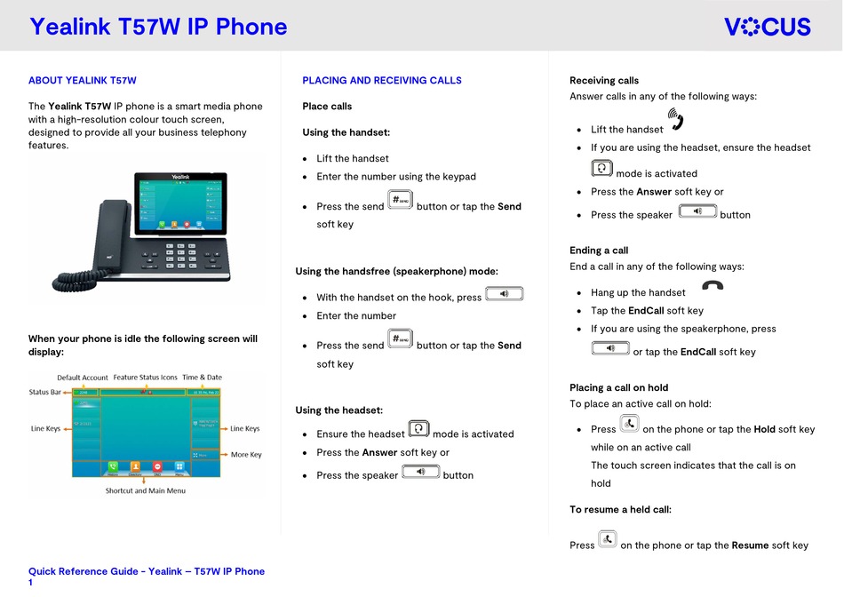 Yealink T57w Quick Reference Manual Pdf Download Manualslib