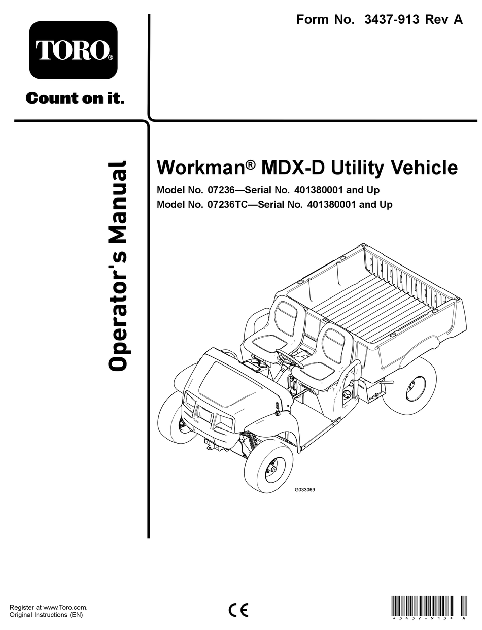 TORO WORKMAN MDXD OPERATOR
