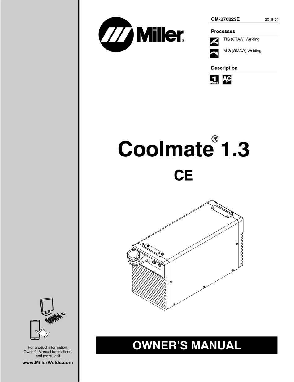 MILLER COOLMATE 1.3 CE OWNER