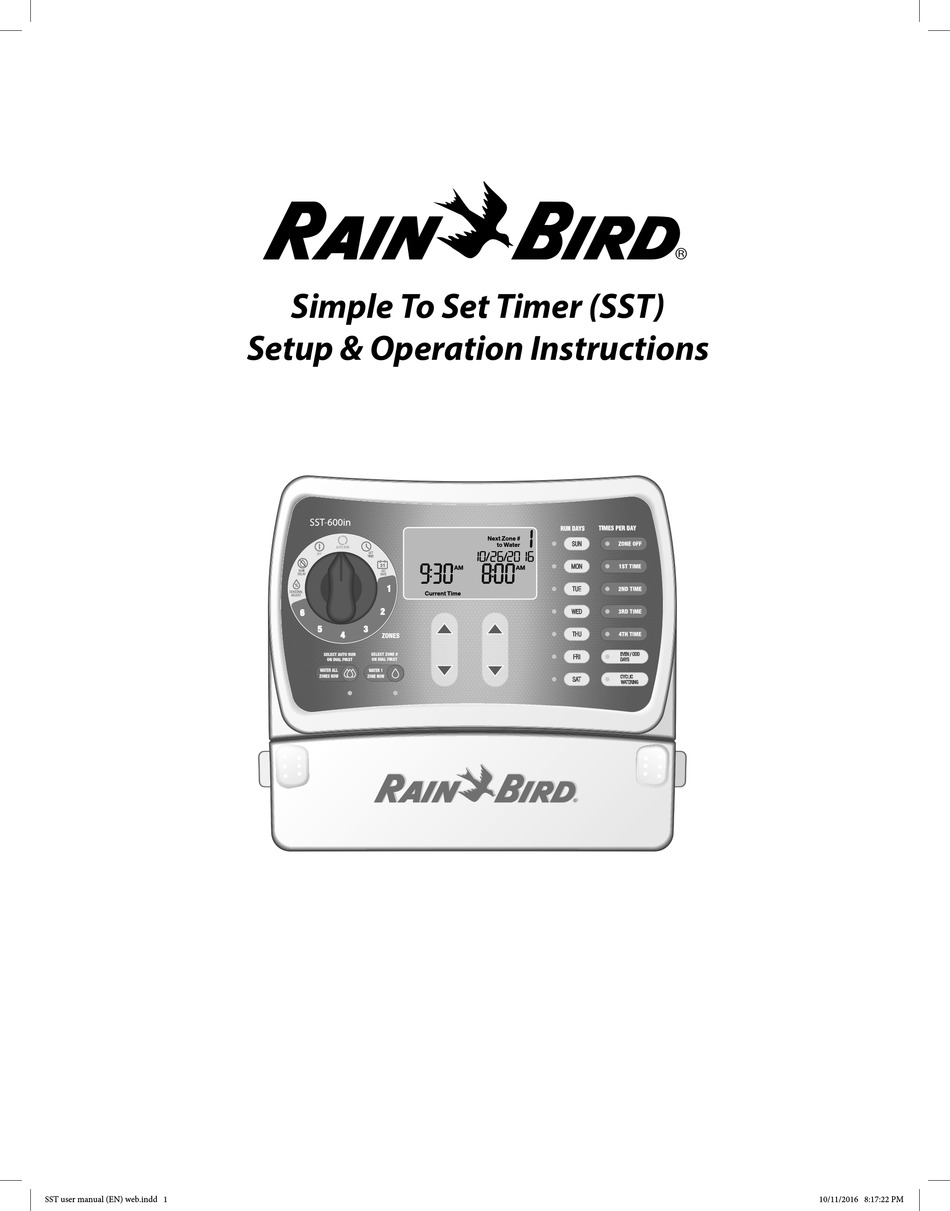 RAIN BIRD SST-600IN SETUP & OPERATION INSTRUCTIONS Pdf Download ...