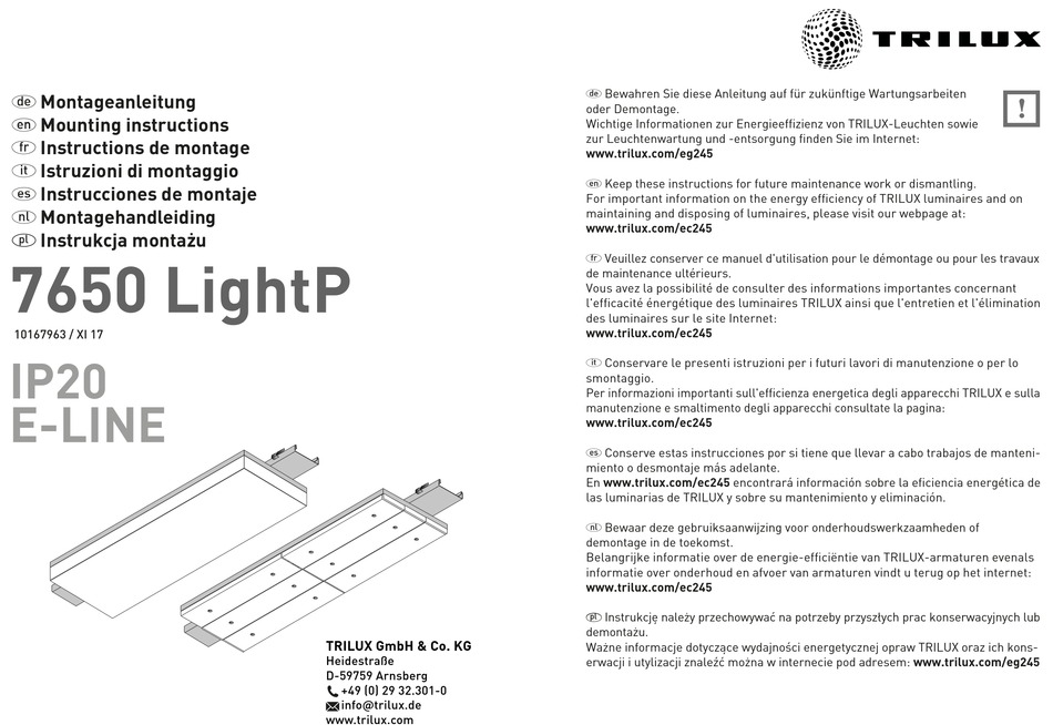 TRILUX LIGHTP 7650 MOUNTING INSTRUCTIONS Pdf Download ManualsLib trilux-lightp-7650-mounting-instructions-pdf-download-manualslib