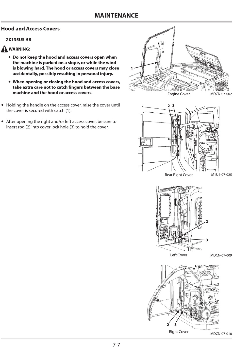 Hood And Access Covers - Hitachi ZAXIS 135US-5B Operator's Manual 