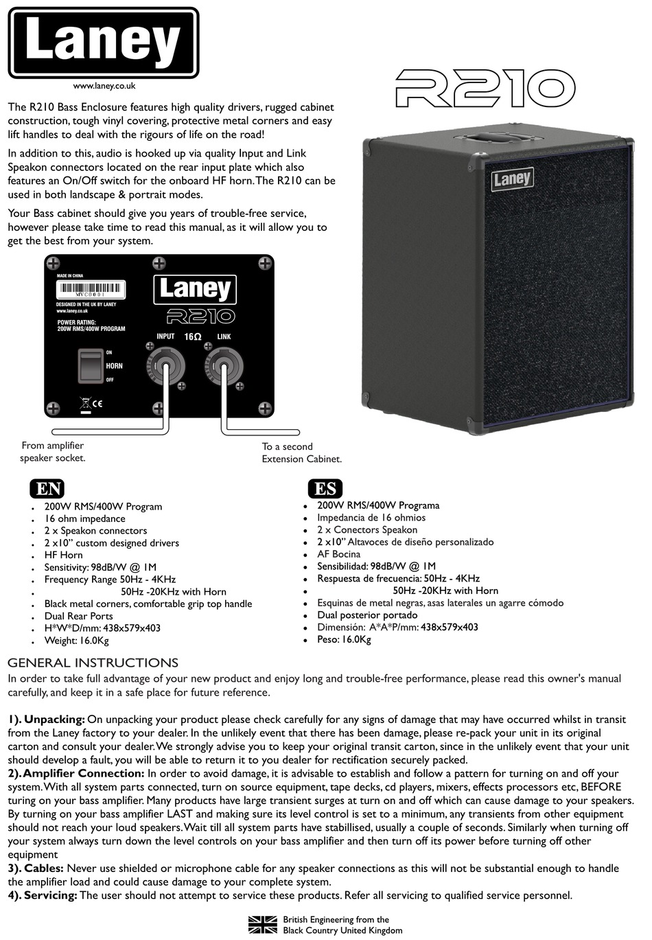 Laney R210 Quick Start Manual Pdf Download Manualslib 3438