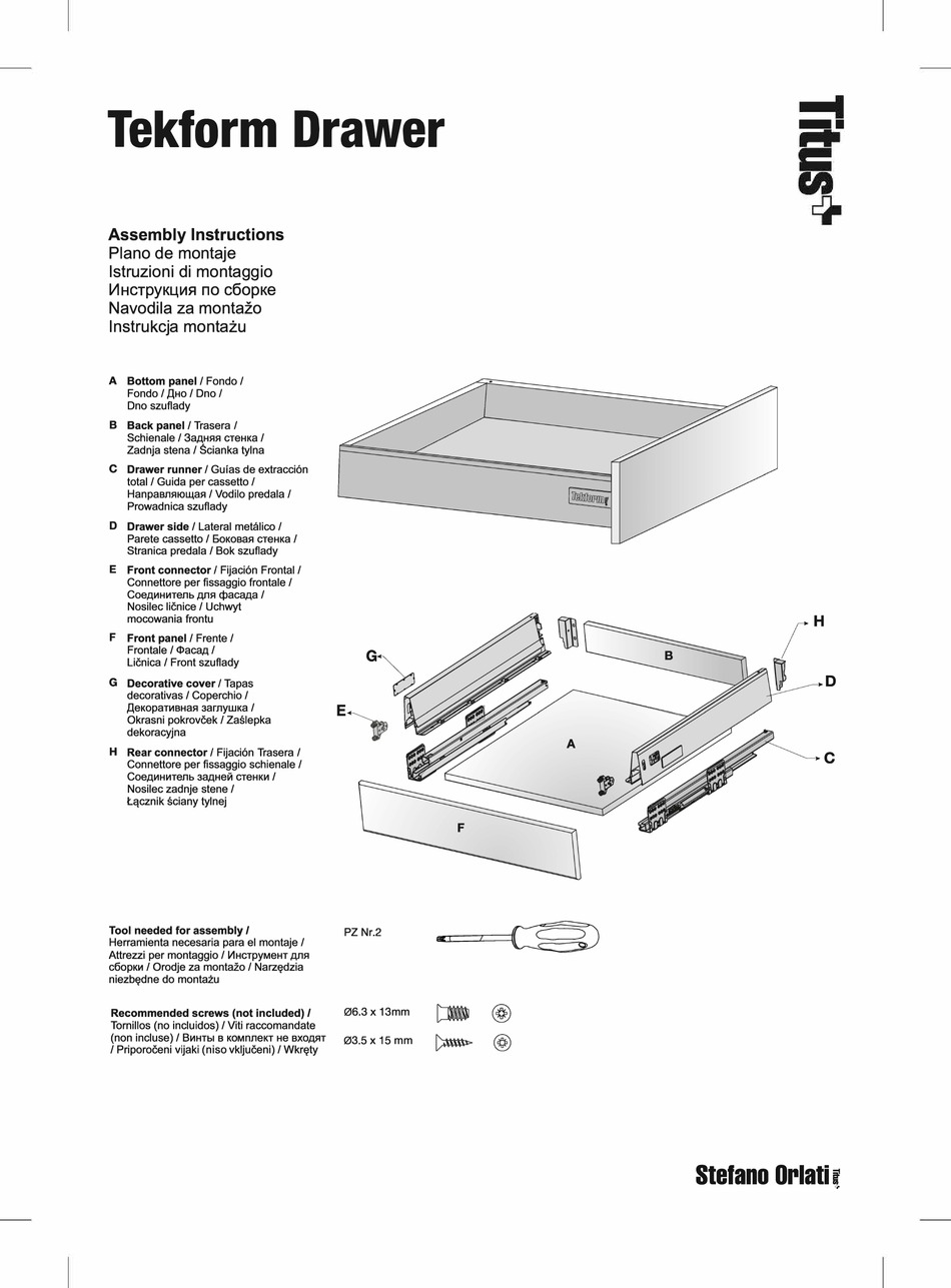 TITUS STEFANO ORLATI TEKFORM DW70 ASSEMBLY INSTRUCTIONS MANUAL Pdf ...