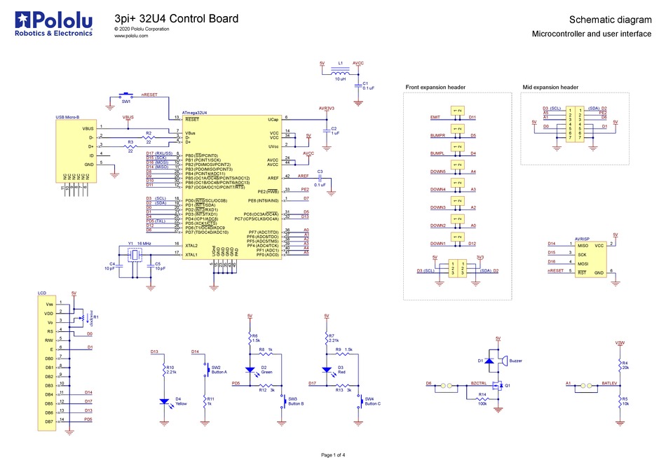 POLOLU 3PI+ 32U4 SCHEMATIC DIAGRAM Pdf Download | ManualsLib