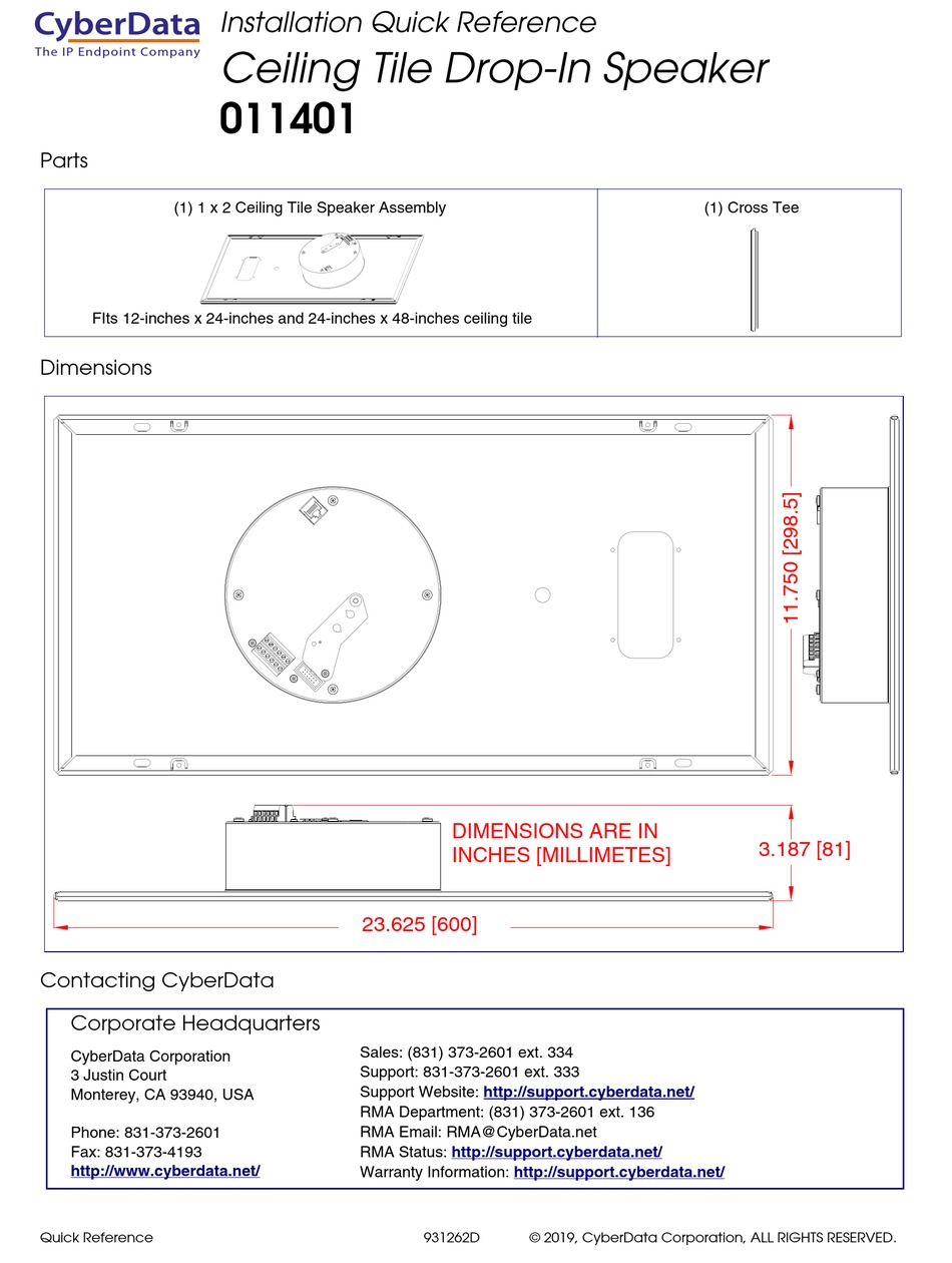 CYBERDATA 011401 INSTALLATION QUICK REFERENCE Pdf Download | ManualsLib