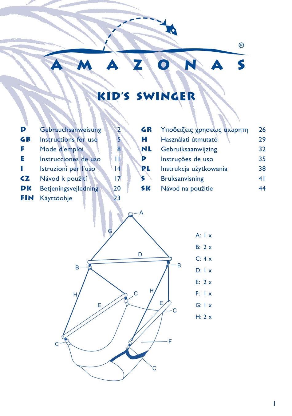 AMAZONAS KIDS SWINGER INSTRUCTIONS FOR USE MANUAL Pdf Downl pic