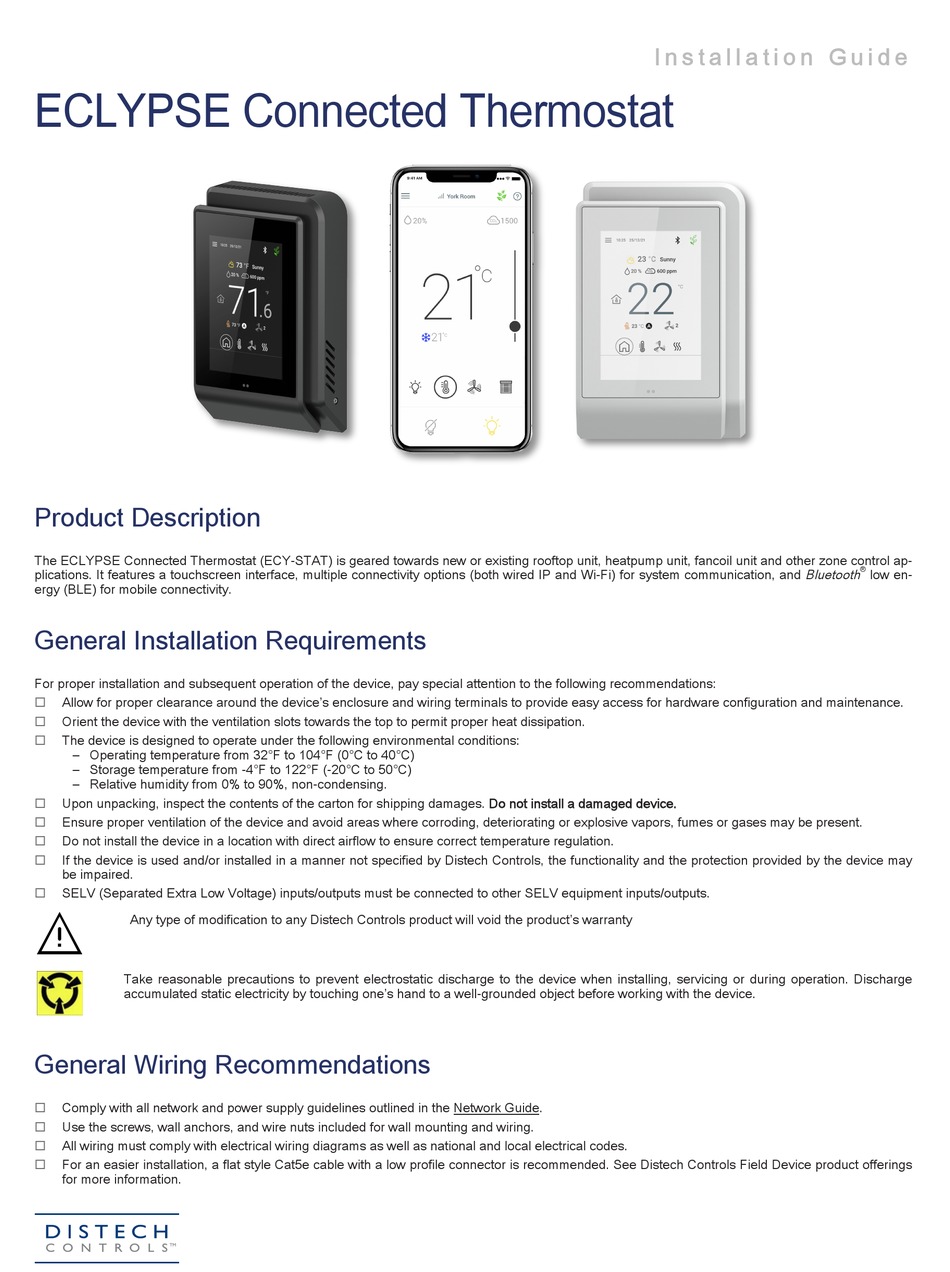 Distech controls thermostat manual