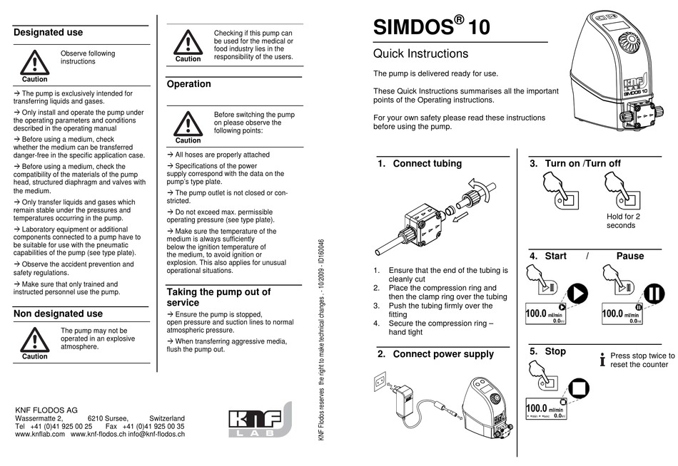 KNF LAB SIMDOS 10 QUICK INSTRUCTIONS Pdf Download ManualsLib
