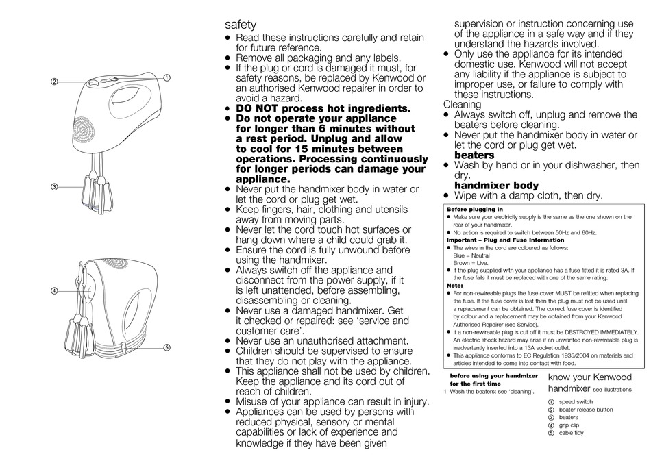 KENWOOD HM220 SERIES INSTRUCTIONS Pdf Download ManualsLib