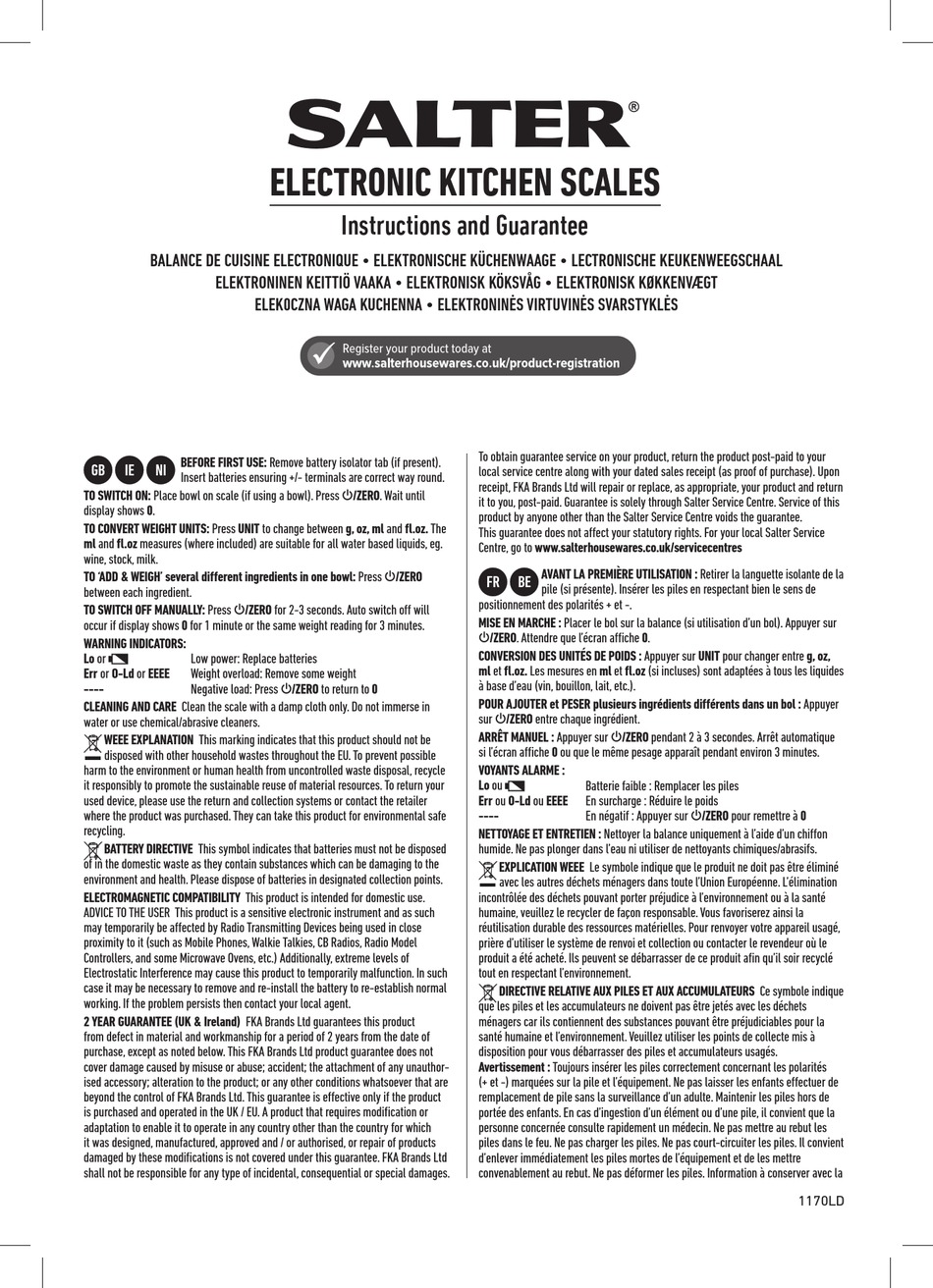 User manual Salter 1102 GYDR (English - 12 pages)