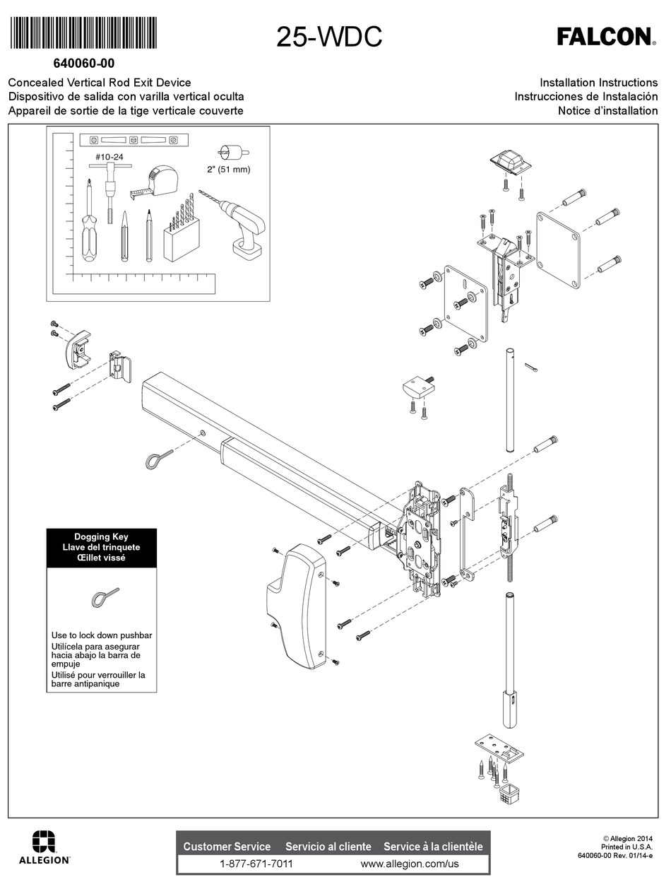 ALLEGION FALCON 25WDC INSTALLATION INSTRUCTIONS MANUAL Pdf Download