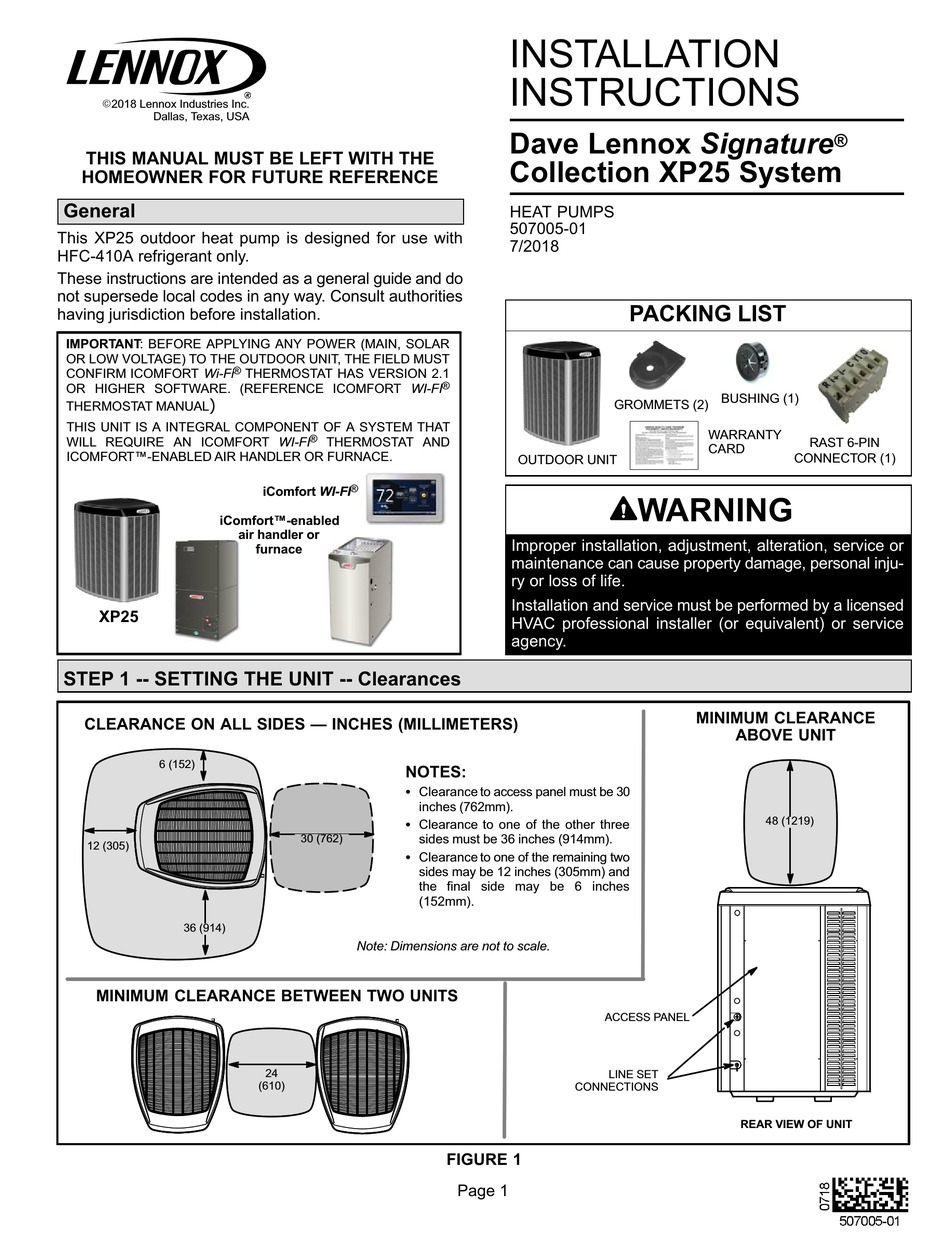 Lennox Dave Signature Xp25 Installation Instructions Manual Pdf Download Manualslib