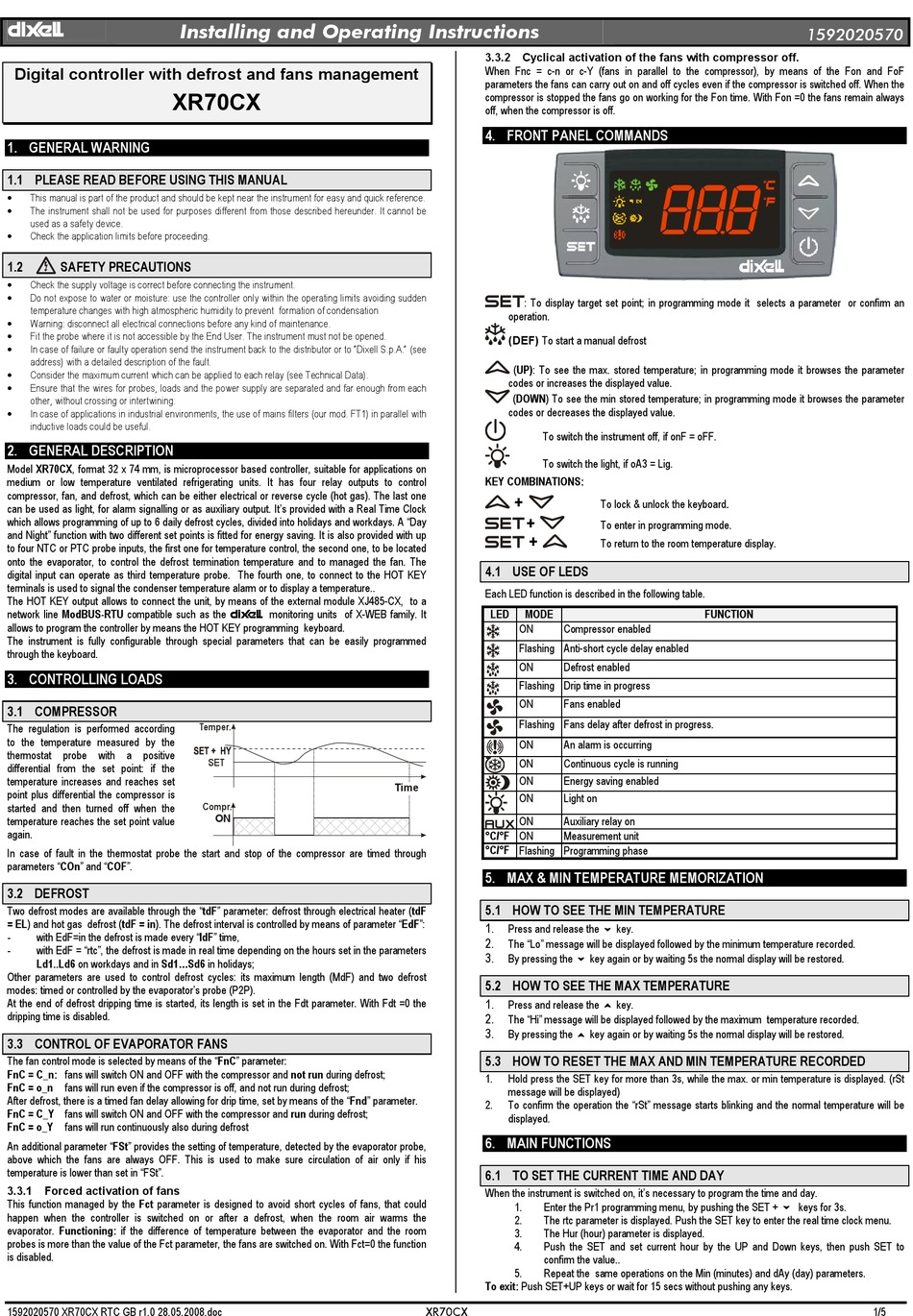 Dixell Xr Cx Installing And Operating Instructions Pdf Download