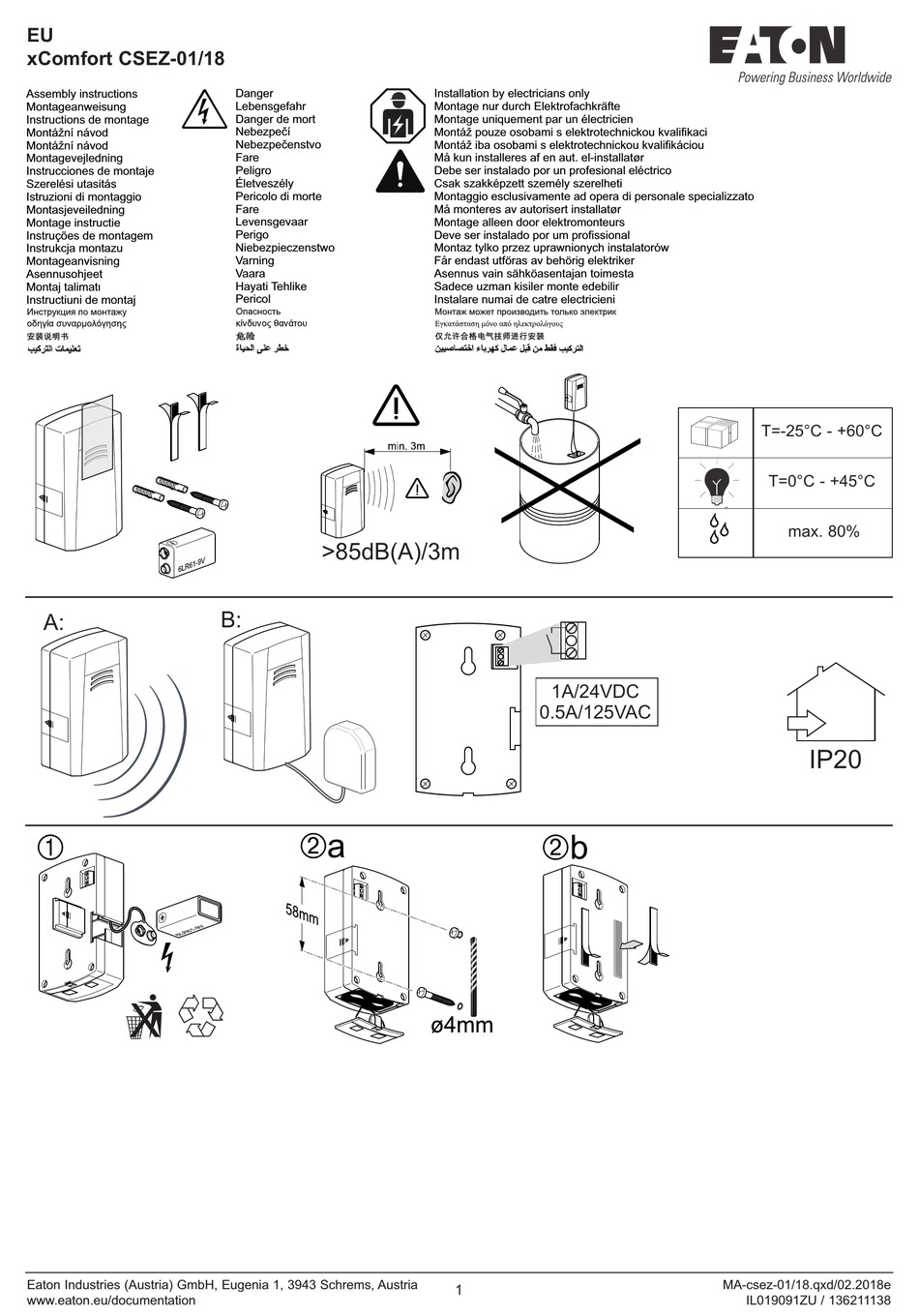 EATON XCOMFORT CSEZ-01/18 ASSEMBLY INSTRUCTIONS Pdf Download | ManualsLib