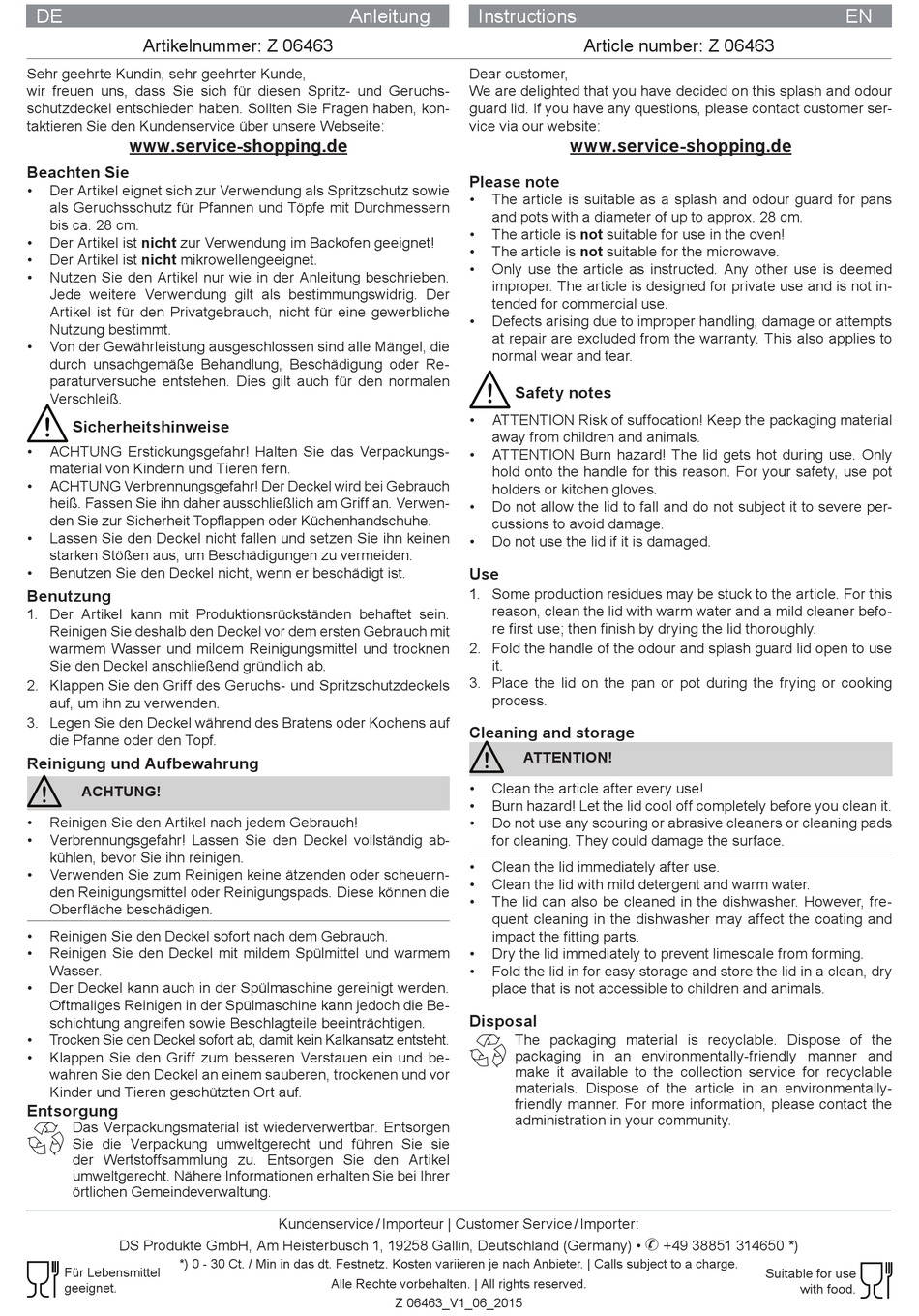DS PRODUKTE Z 0646 INSTRUCTIONS Pdf Download ManualsLib