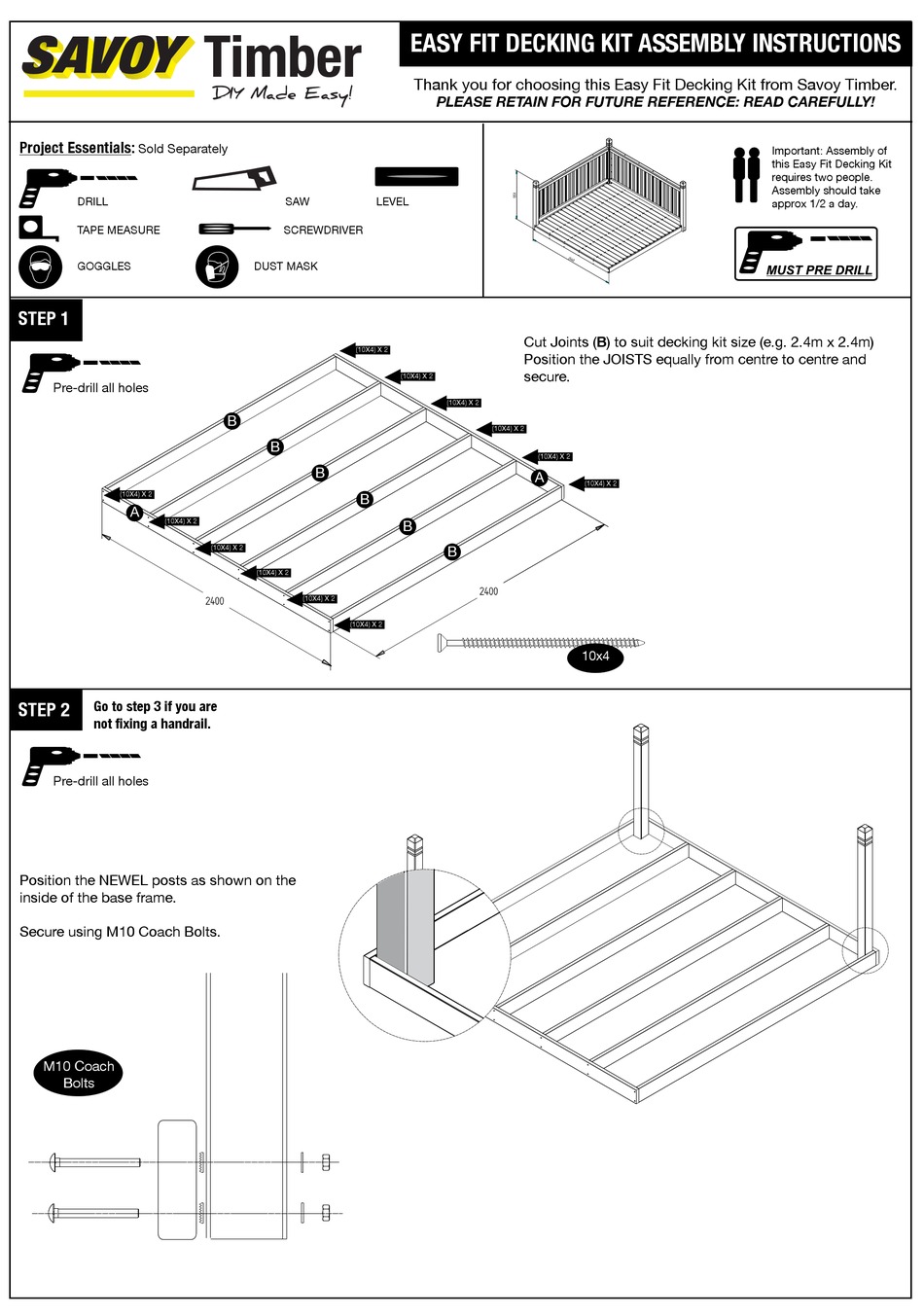 SAVOY EASY FIT DECKING KIT ASSEMBLY INSTRUCTIONS Pdf Download ManualsLib