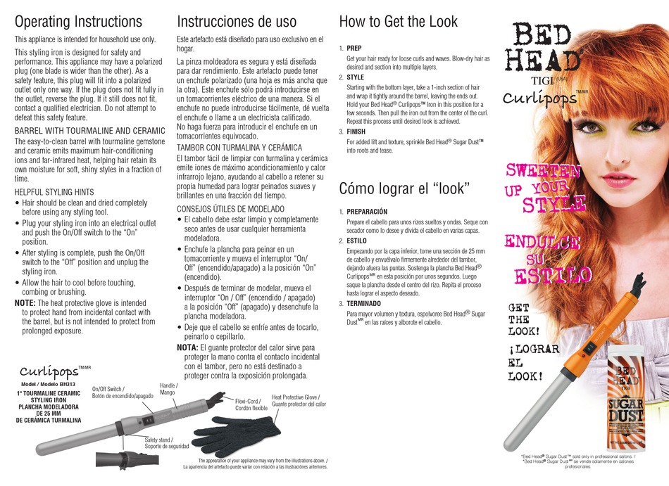 BED HEAD CURLIPOPS BH313 OPERATING INSTRUCTIONS Pdf Download ManualsLib