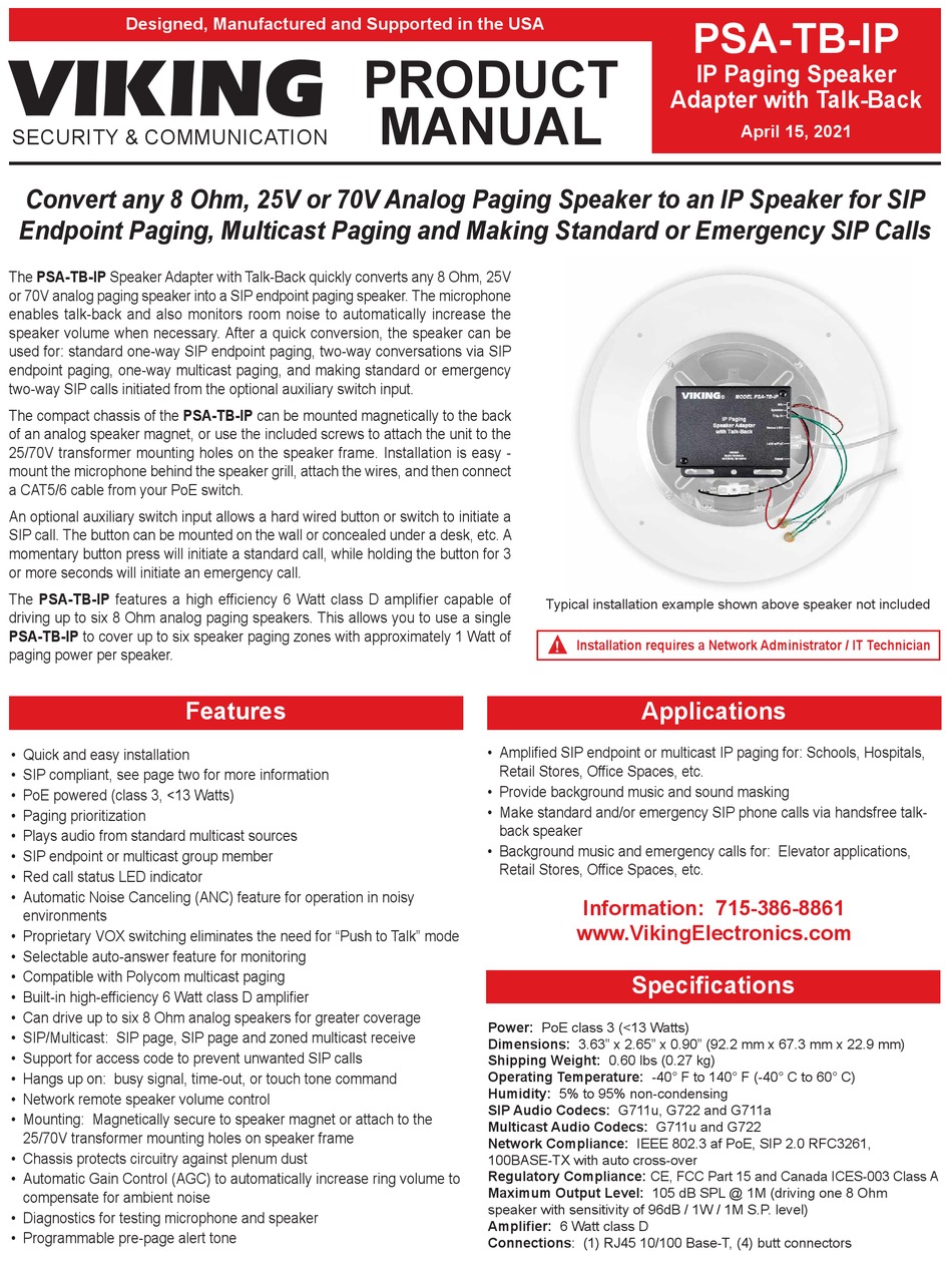 VIKING PSATBIP PRODUCT MANUAL Pdf Download ManualsLib