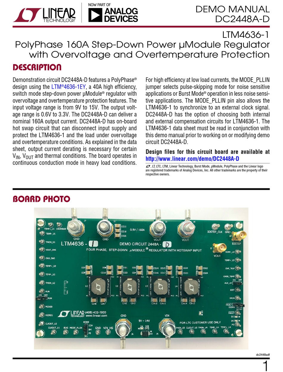 LINEAR ANALOG DEVICES DC2448A-D DEMO MANUAL Pdf Download | ManualsLib