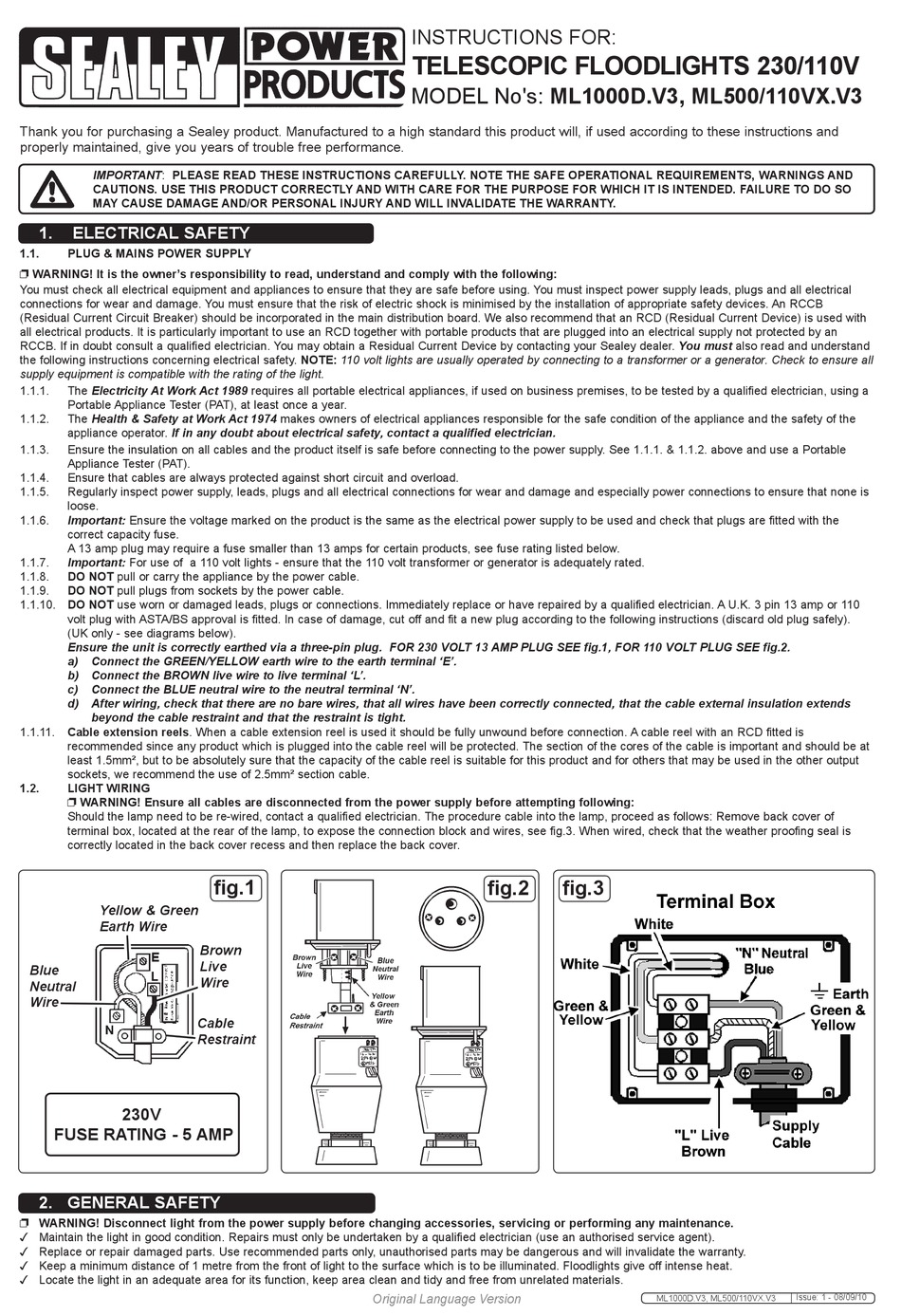 SEALEY ML1000D.V3 INSTRUCTIONS Pdf Download | ManualsLib