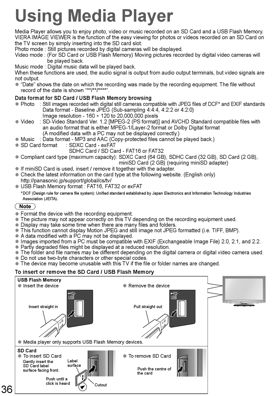 udsættelse Spectacle Diskant Using Media Player - Panasonic VIERA TH-L37U20A Operating Instructions  Manual [Page 36] | ManualsLib
