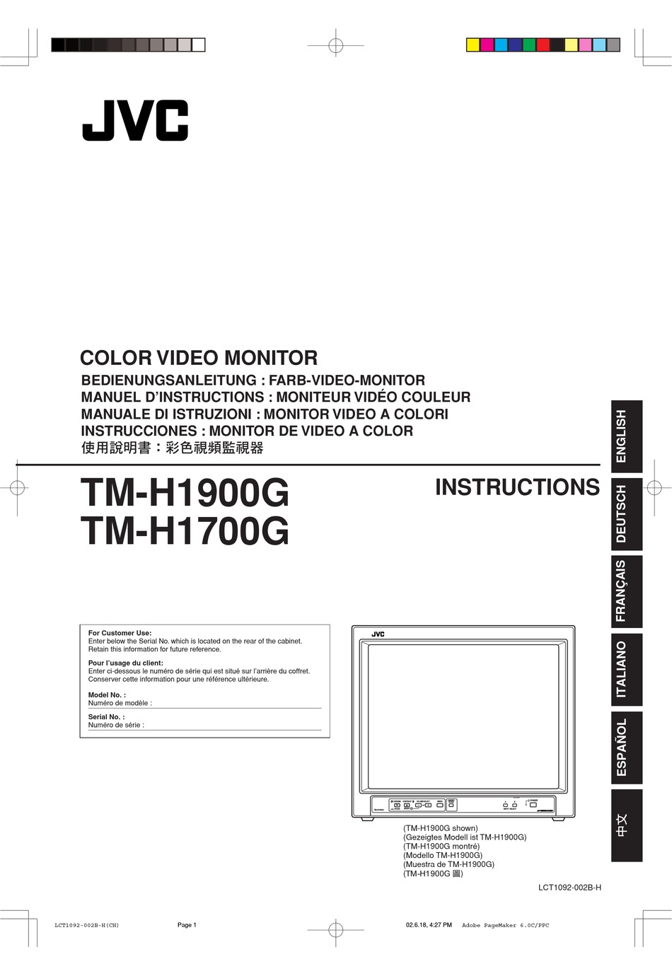 Jvc Tm H1900g Instructions Manual Pdf Download Manualslib