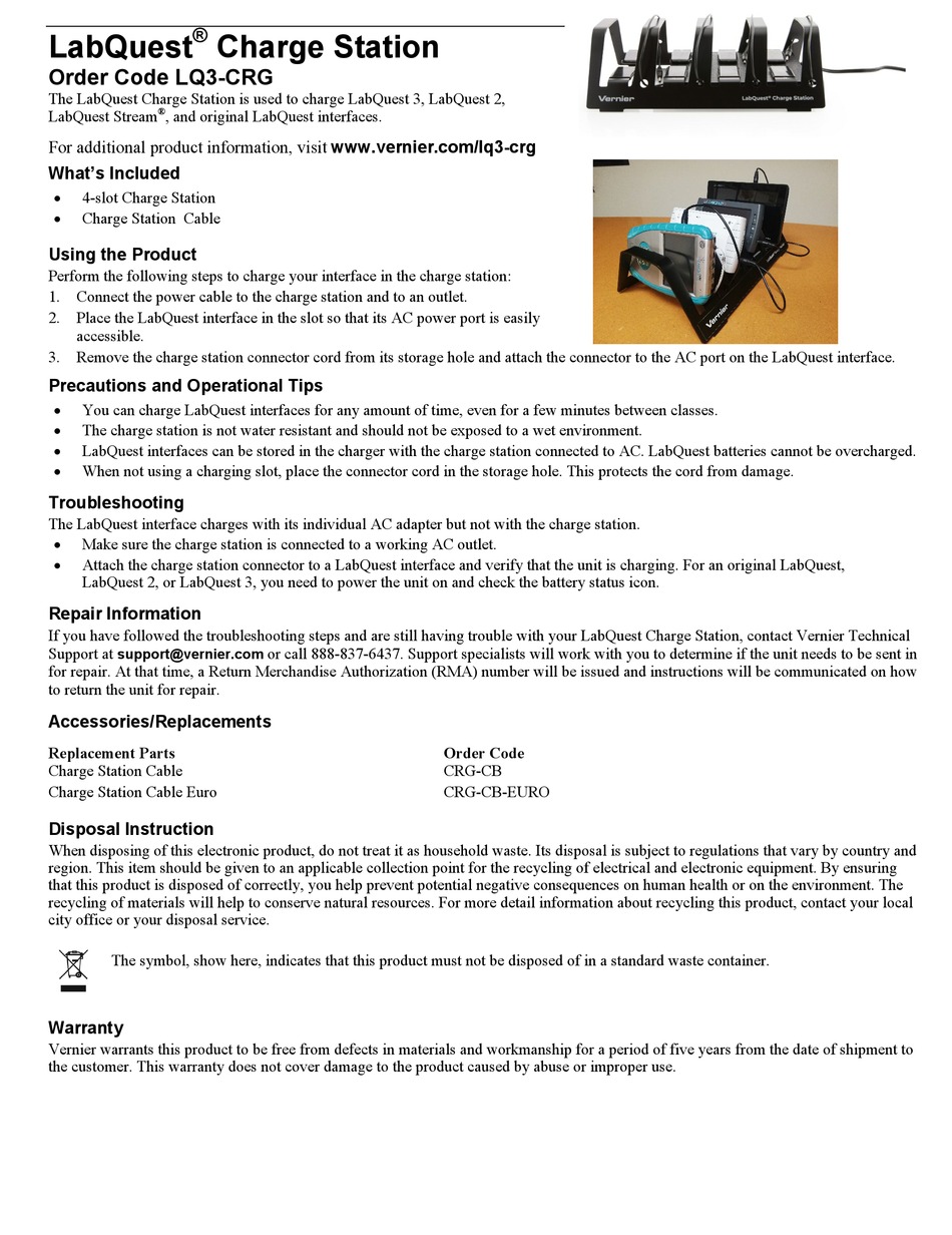 VERNIER LABQUEST QUICK START MANUAL Pdf Download ManualsLib