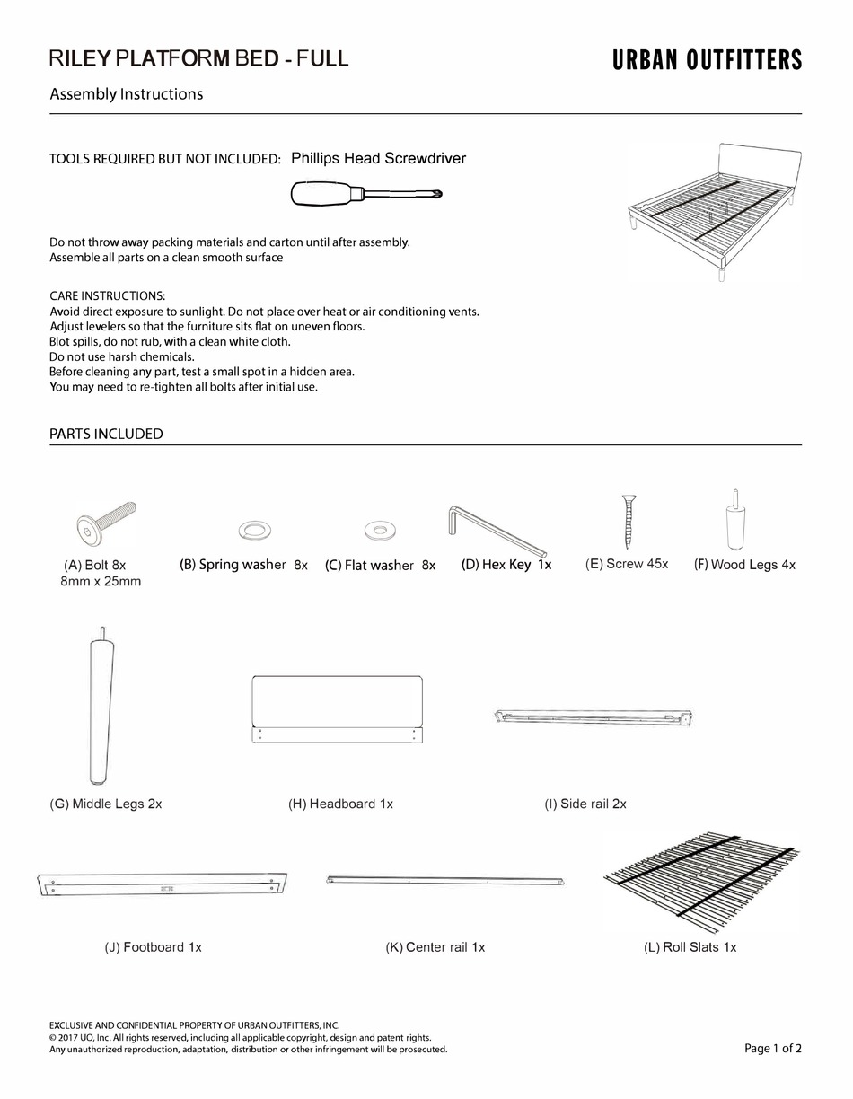 URBAN OUTFITTERS RILEY PLATFORM BED ASSEMBLY INSTRUCTIONS Pdf Download