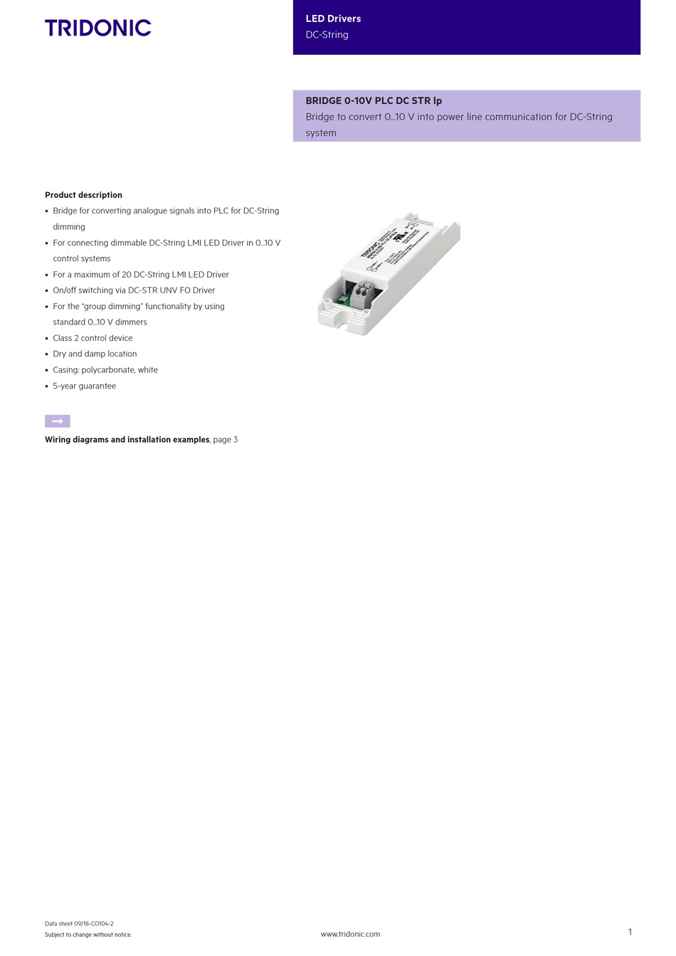 TRIDONIC BRIDGE 0-10V PLC DC STR LP QUICK START MANUAL Pdf Download ...