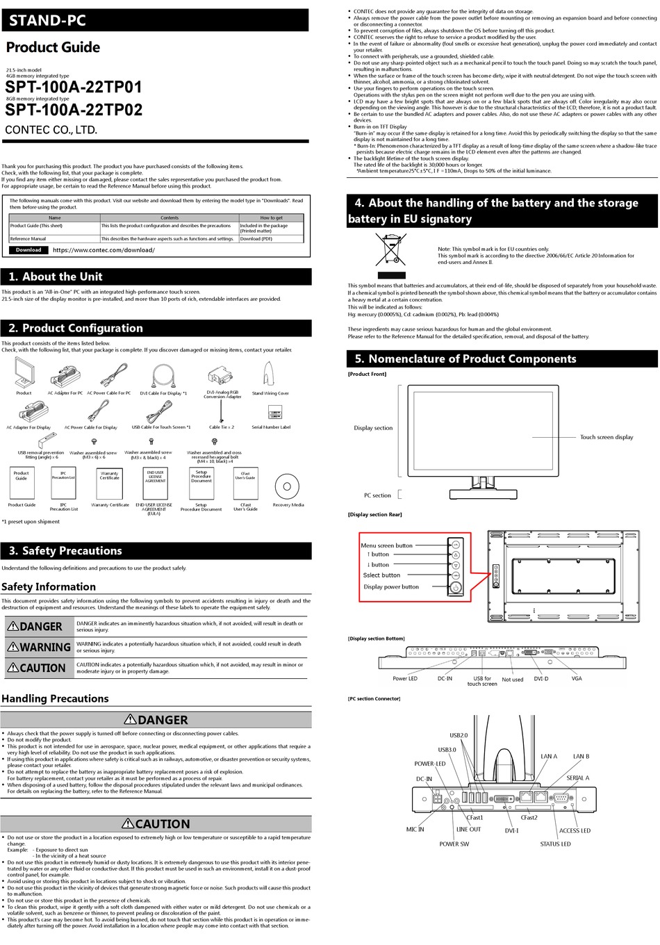 CONTEC SPT-100A-22TP01 PRODUCT MANUAL Pdf Download | ManualsLib