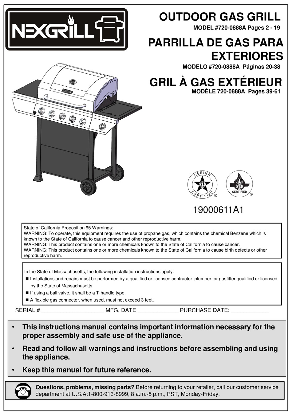 NEXGRILL 7200888A MANUAL Pdf Download ManualsLib