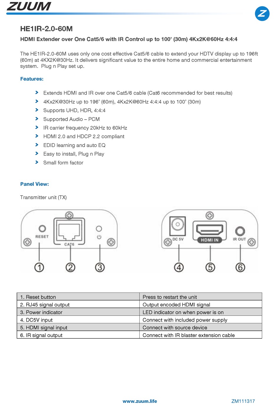 ZUUM HE1IR2.060M INSTRUCTIONS Pdf Download ManualsLib