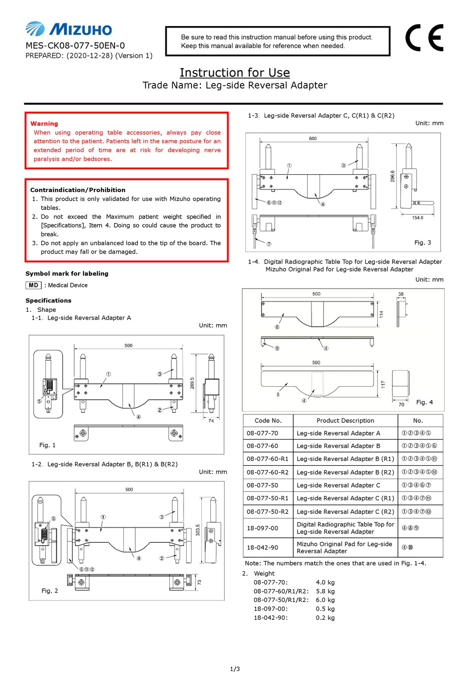 MIZUHO 08-077-70 INSTRUCTIONS FOR USE Pdf Download | ManualsLib