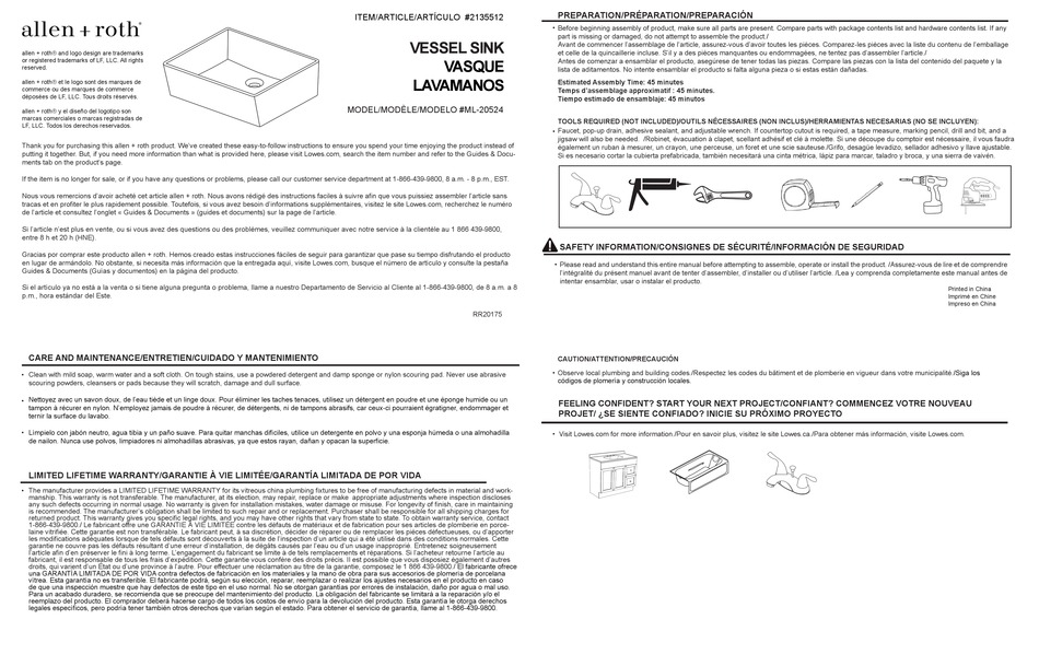 LF ALLEN ROTH ML 20524 MANUAL Pdf Download ManualsLib   1 Allen Roth Ml 20524 