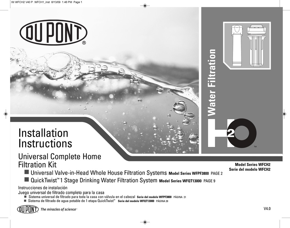 DU PONT WFCH2 SERIES INSTALLATION INSTRUCTIONS MANUAL Pdf Download ...