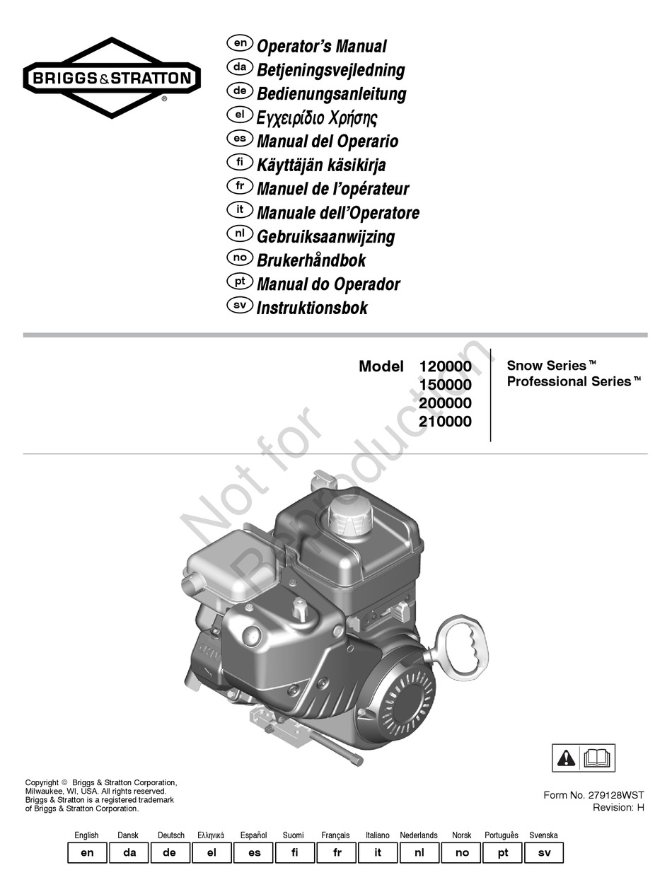 BRIGGS & STRATTON 120000 OPERATOR