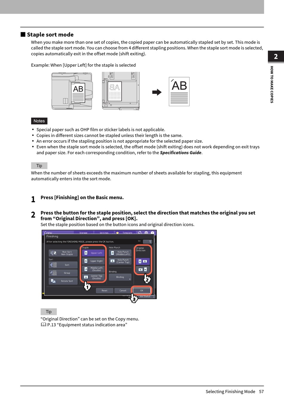 Staple Sort Mode - Toshiba e-STUDIO 2000AC Copying Manual [Page 57] |  ManualsLib